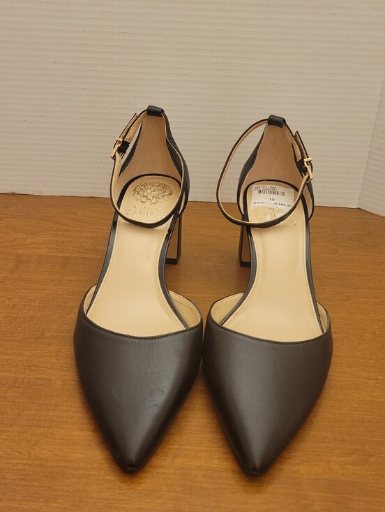 Vince Camuto Shoes - Vince Camuto Black Ankle-Strap Block Heel Pumps, Size 10. New